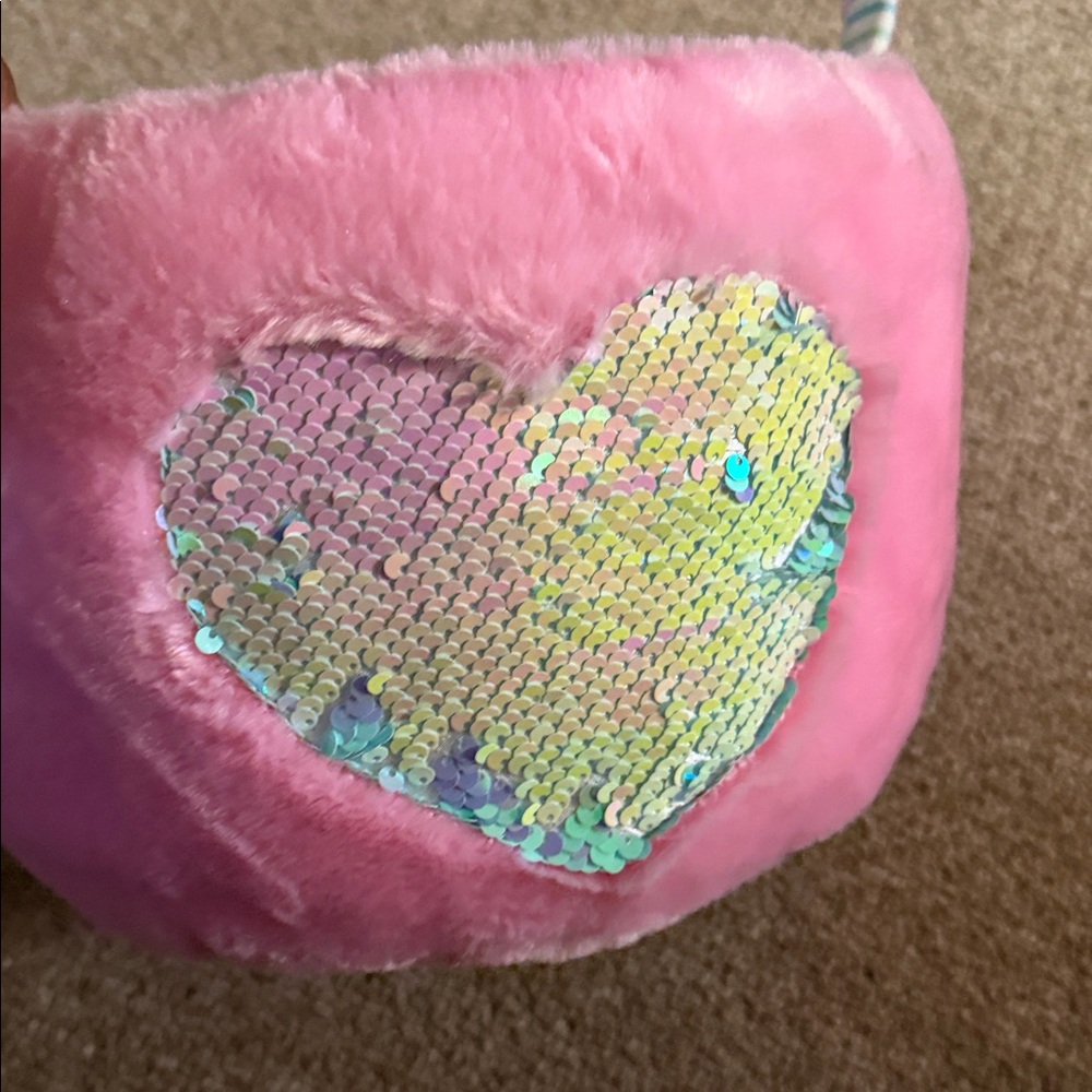Build-A-Bear Flip Sequin Heart Pink Plush Easter Storage Basket